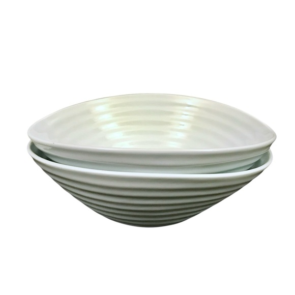 2 Portmeirion Sophie Conran Celadon Green Cereal Bowls 7.25" Ring Oval Ribbed - Picture 8 of 15